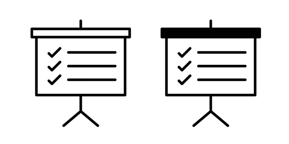 Presentation board icon bundle for website design projects Stock Illustration