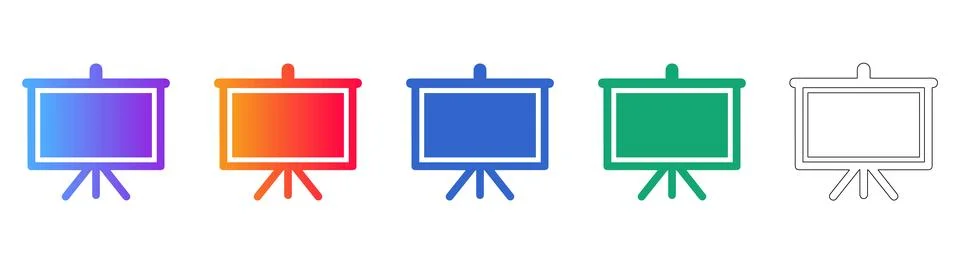 Presentation Board Icon Set Stock Illustration