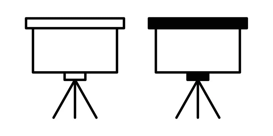 Presentation board icon solid, line, and editable vector set. Stock Illustration