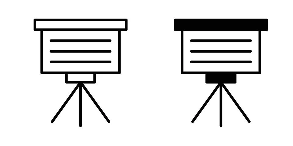 Presentation board icon vector concepts, line and silhouette style Stock Illustration