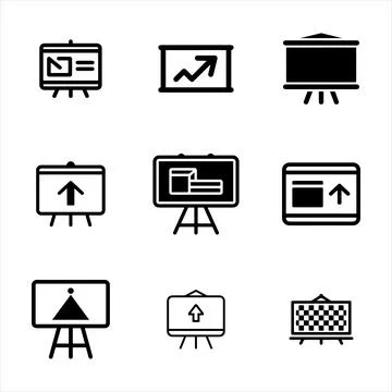Presentation Board icons set Illustrazione stock