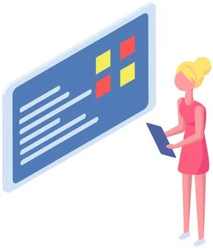Presentation board with information, project management with performance Stock Illustration
