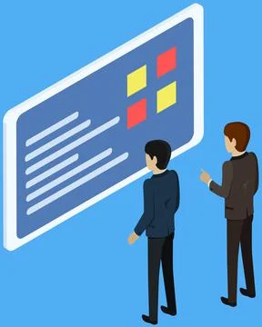 Presentation board with information, project management with performance Stock Illustration