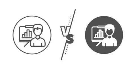 Presentation board line icon. Column graph sign. Vector Stock Illustration