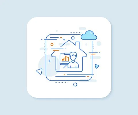 Presentation board line icon. Column graph sign. Vector 库存插图