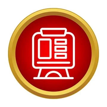 Presentation board outline icon in red circle Stock Illustration