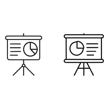 Presentation Board with Pie Chart Icons Business Analytics Outline Illustration 스톡 일러스트