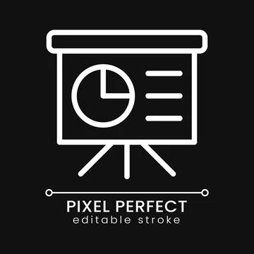 Presentation board pixel perfect white linear icon for dark theme Stock Illustration