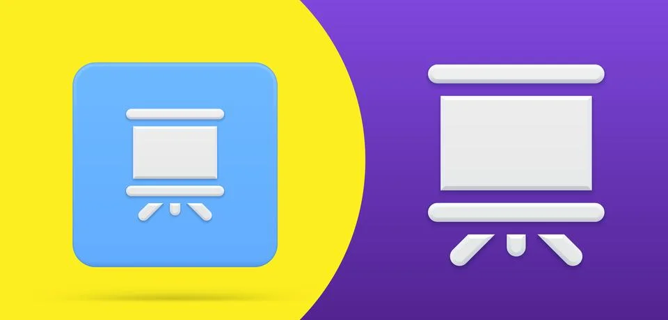 Presentation board projector screen simple 3d icon button set vector illustra Stock Illustration