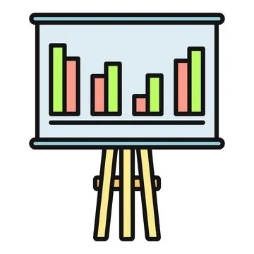 Presentation board showing business data bar chart Illustrazione stock