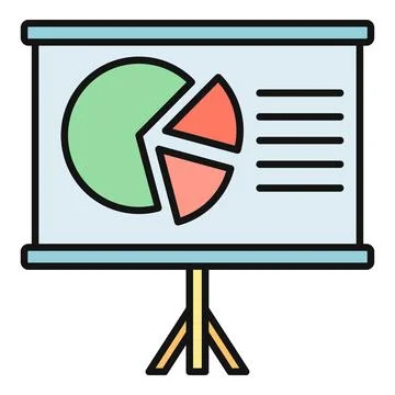 Presentation board showing business data pie chart analysis Stock Illustration