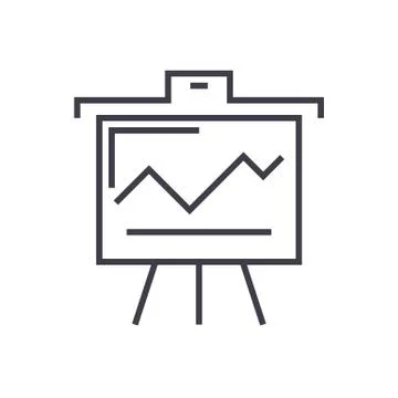 Presentation board vector line icon, sign, illustration on background, editable Stock Illustration