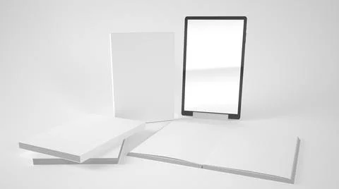 Presentation of book in printed format and digital format Stock Illustration