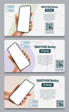Presentation brochures for a mobile application on a smartphone in pastel c.. Illustrazione stock