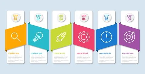 Presentation business infographic template with 6 options Stock Illustration
