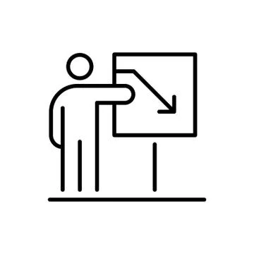 Presentation business people icon simple line flat illustration Stock Illustration