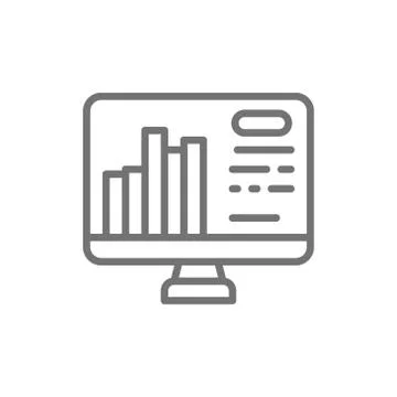 Presentation on the computer, infographics line icon. Stock Illustration