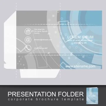 Presentation corporate folder template with die cut design Stock Illustration