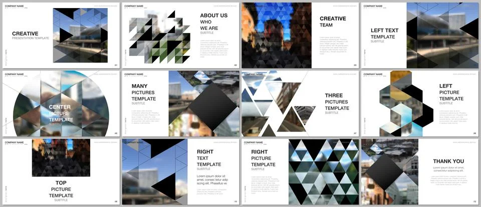 Presentation design vector templates, multipurpose template with triangles Illustrazione stock