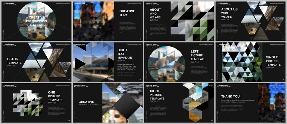 Presentation design vector templates, multipurpose template with triangles Illustrazione stock