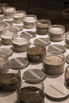 Presentation Of Different Floors For Bread Baking Stock Photos