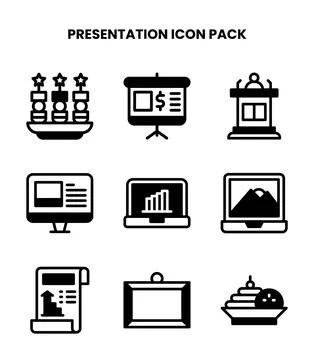 Presentation DuoTone Design Icons Pack Stock Illustration