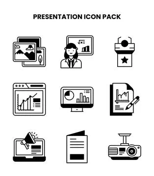 Presentation DuoTone Design Icons Pack Stock Illustration