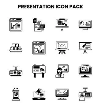 Presentation DuoTone Graphics Icons Pack Stock Illustration