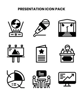 Presentation DuoTone Graphics Icons Pack Stock Illustration