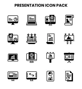 Presentation DuoTone Set Icons Pack Stock Illustration