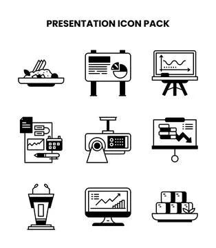 Presentation DuoTone Set Icons Pack Stock Illustration