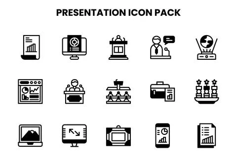 Presentation DuoTone Vector Icons Pack Stock Illustration
