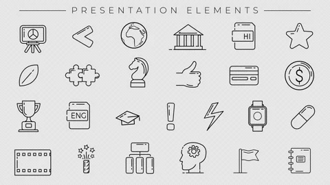 Presentation Elements line icons on the alpha channel. Stock Footage 205449522