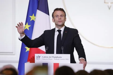 Presentation of the Epiphany cake at the Elysee Palace, Paris, France - 05 Jan 2 Foto stock