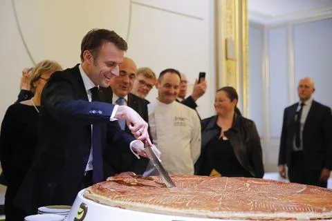 Presentation of the Epiphany cake at the Elysee Palace, Paris, France - 05 Jan 2 Stock Photos