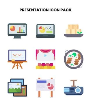 Presentation Flat Bundle Icons Pack Stock Illustration