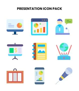 Presentation Flat Bundle Icons Pack Иллюстрация