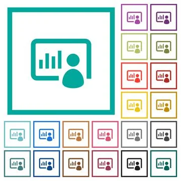 Presentation flat color icons with quadrant frames Stock Illustration