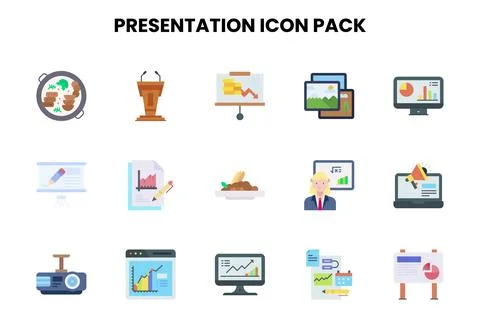 Presentation Flat Design Icons Pack Stock Illustration