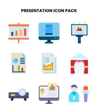 Presentation Flat Graphics Icons Pack Illustrazione stock