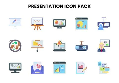 Presentation Flat Graphics Icons Pack 스톡 일러스트