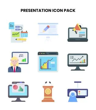 Presentation Flat Icons Pack Stock Illustration