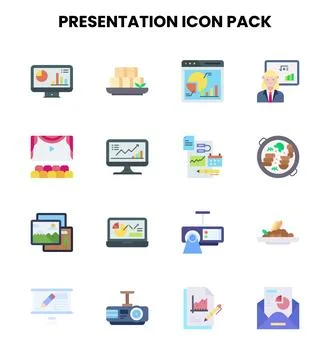 Presentation Flat Scalable Icons Pack Illustrazione stock
