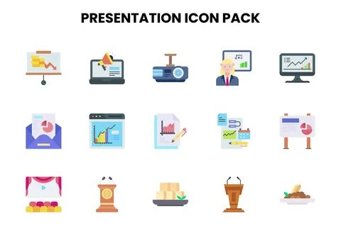 Presentation Flat Set Icons Pack Иллюстрация
