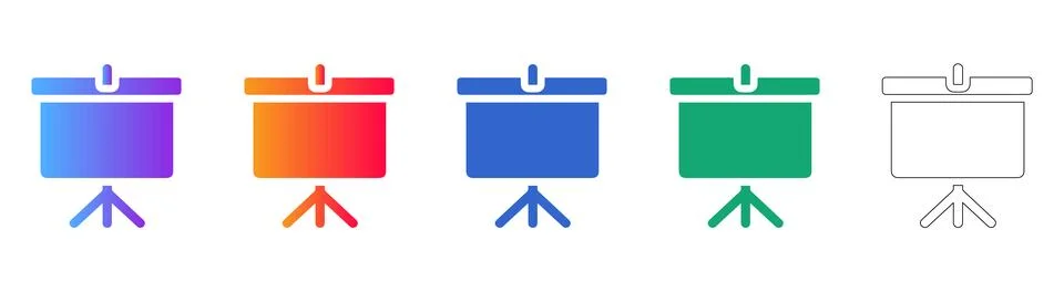 Presentation Flip Chart Icons Set Stock Illustration