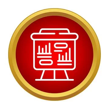 Presentation flipchart icon showing data analysis charts Stock Illustration