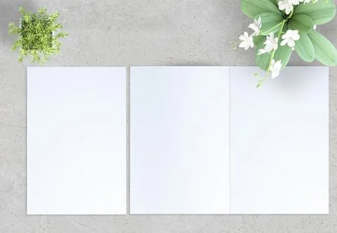 Presentation of folder on concrete surface Stock Photos