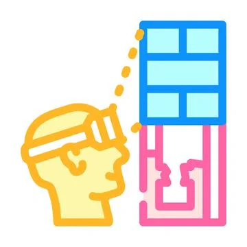 Presentation future buildings with vr glasses color icon vector illustration Stock Illustration