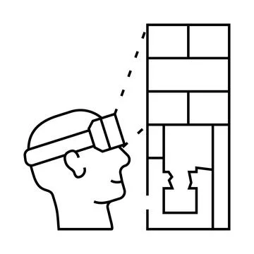 Presentation future buildings with vr glasses line icon vector illustration Ilustración de archivo