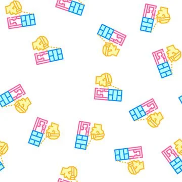 Presentation future buildings with vr glasses vector seamless pattern Illustrazione stock